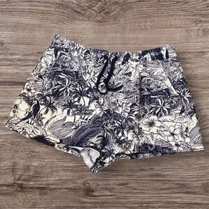 Old Navy High-Waisted Navy Palm Print Cali-Fleece Beach Shorts 685303 Size Large
